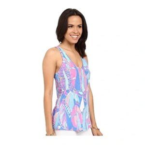 Lilly Pulitzer Minka Top in Bay Blue Out to Sea Trapeze
